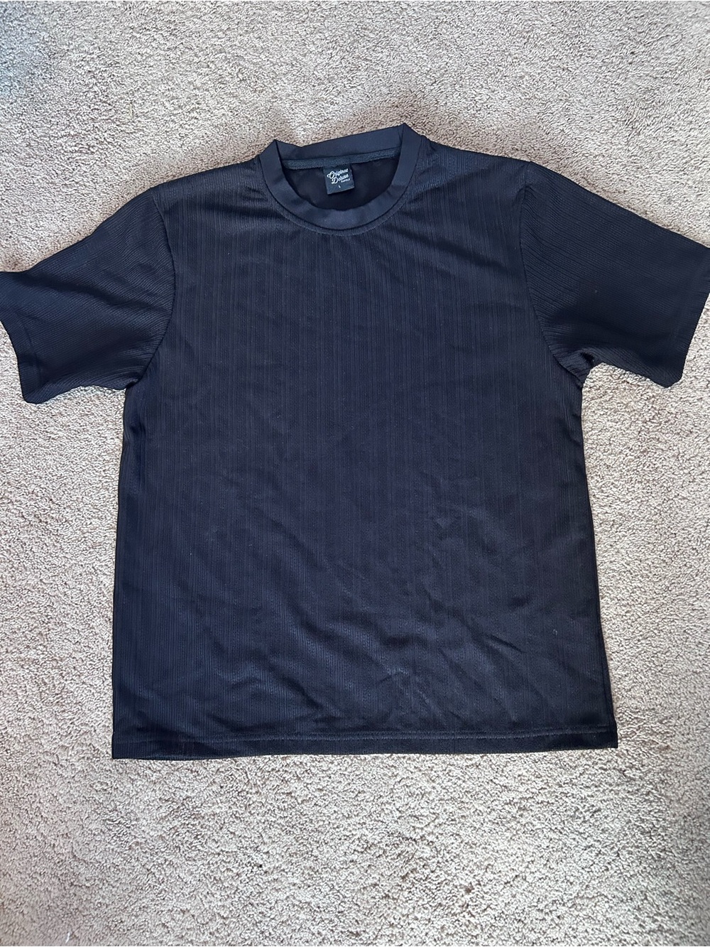 Original Deluxe Mens Black Ribbed Crew Neck Tee